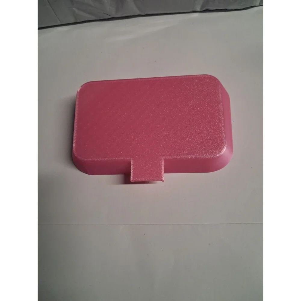 Pink 3 D Printed Soap Sponge Dish With Drain On It About 5.5 X 3.5